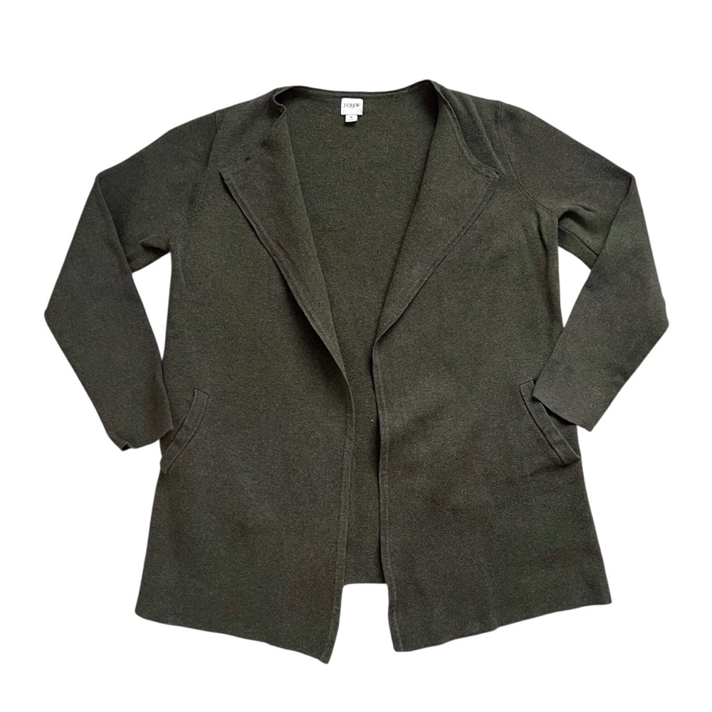 J Crew Factory Vanessa Cardigan Sweater Jacket Olive Green Long Open Front Small